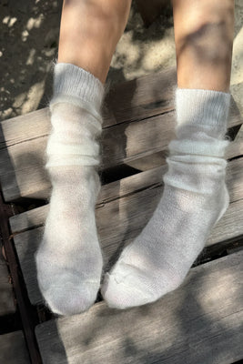 Le Bon Shoppe Mohair Veil Socks in cream.