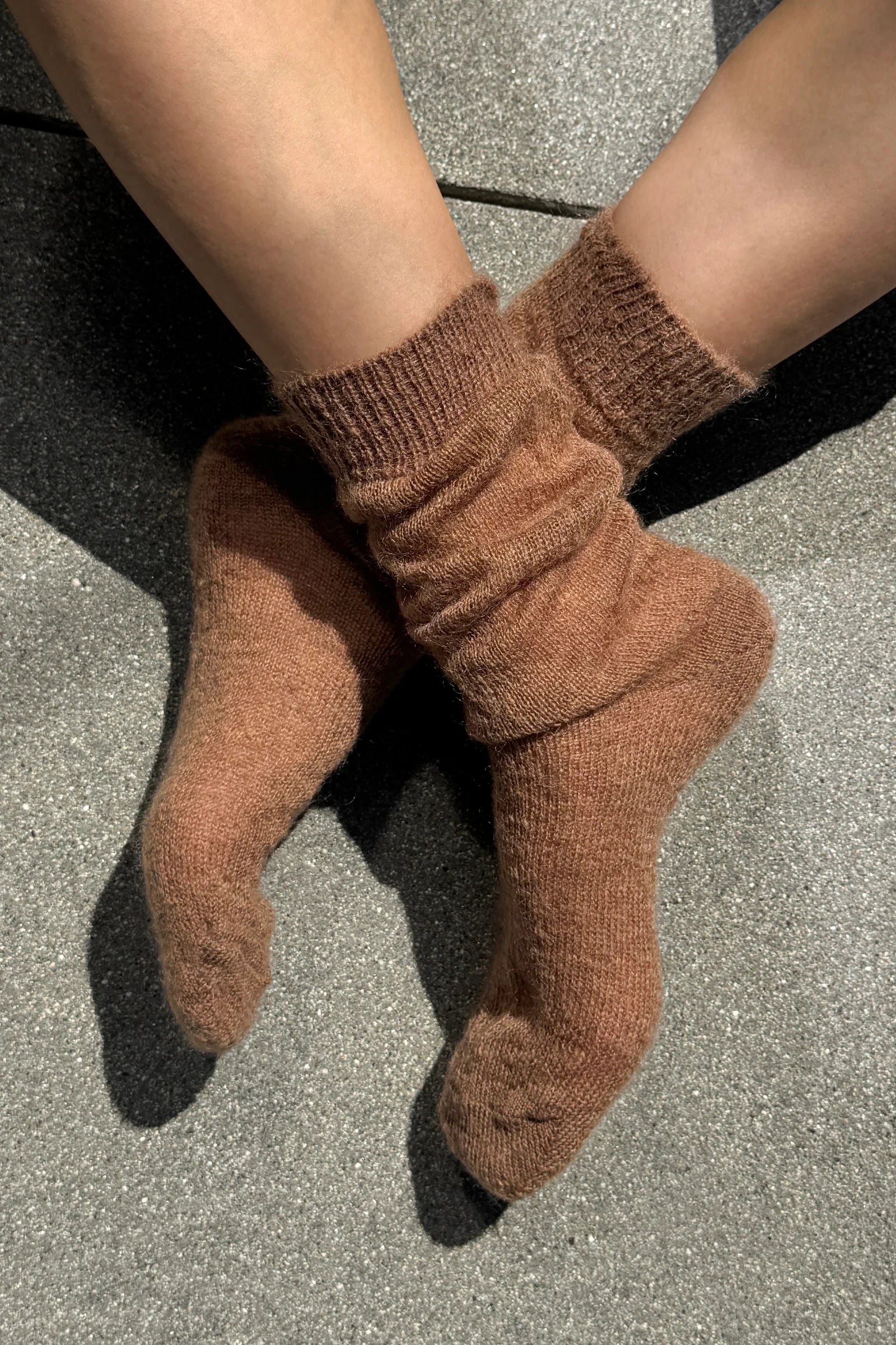 Le Bon Shoppe Mohair Veil Socks mountain mocha brown | Pipe and Row