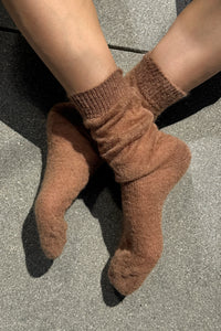 Le Bon Shoppe Mohair Veil Socks mountain mocha brown | Pipe and Row