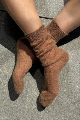 Le Bon Shoppe Mohair Veil Socks mountain mocha brown | Pipe and Row