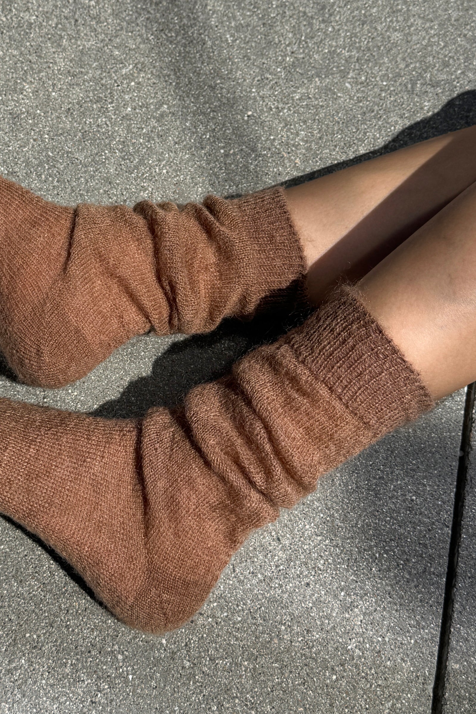 Le Bon Shoppe Mohair Veil Socks mountain mocha brown | Pipe and Row