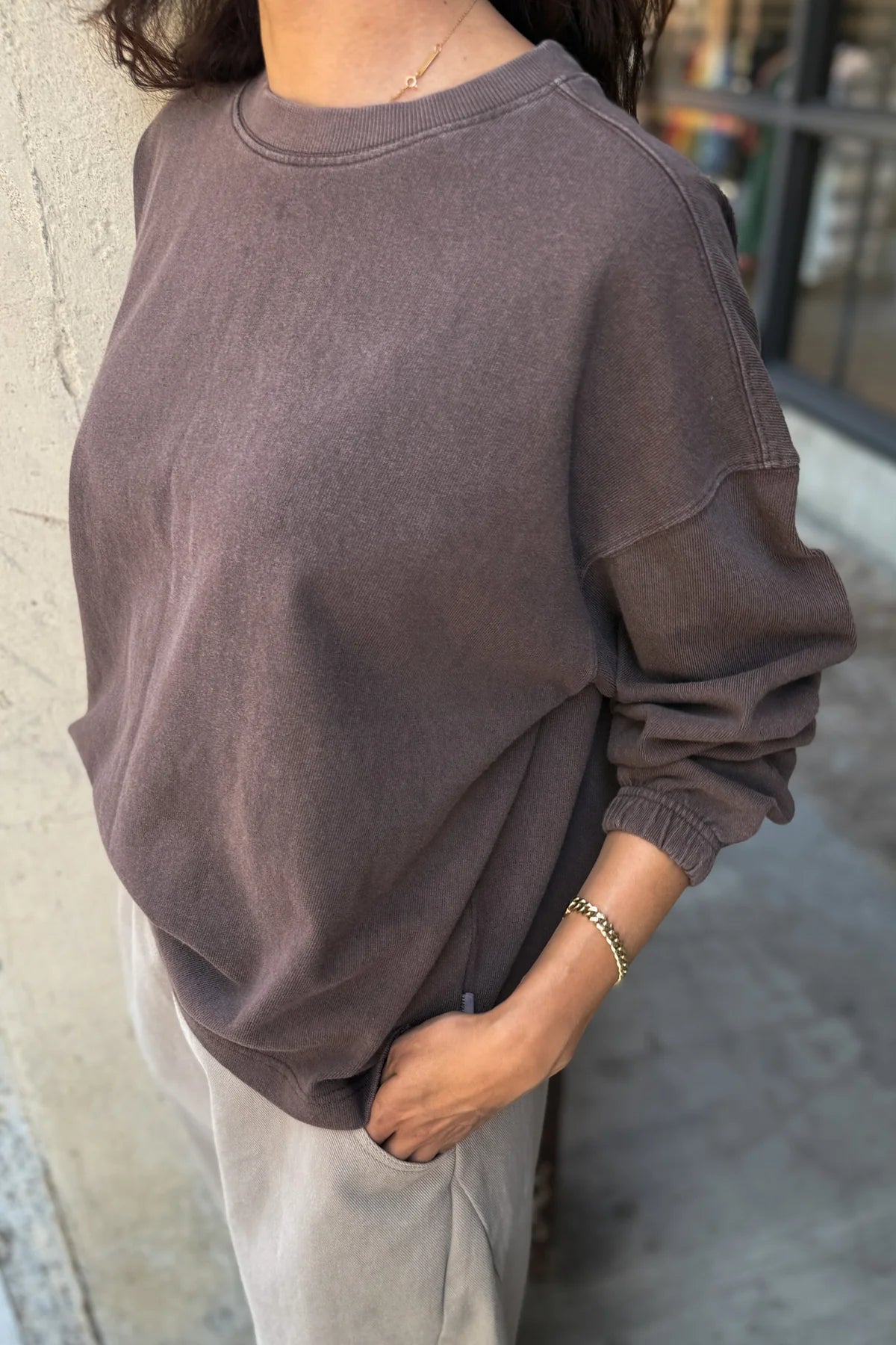 Le Bon Shoppe Naturelle thick long sleeve tee chocolate brown | pipe and row