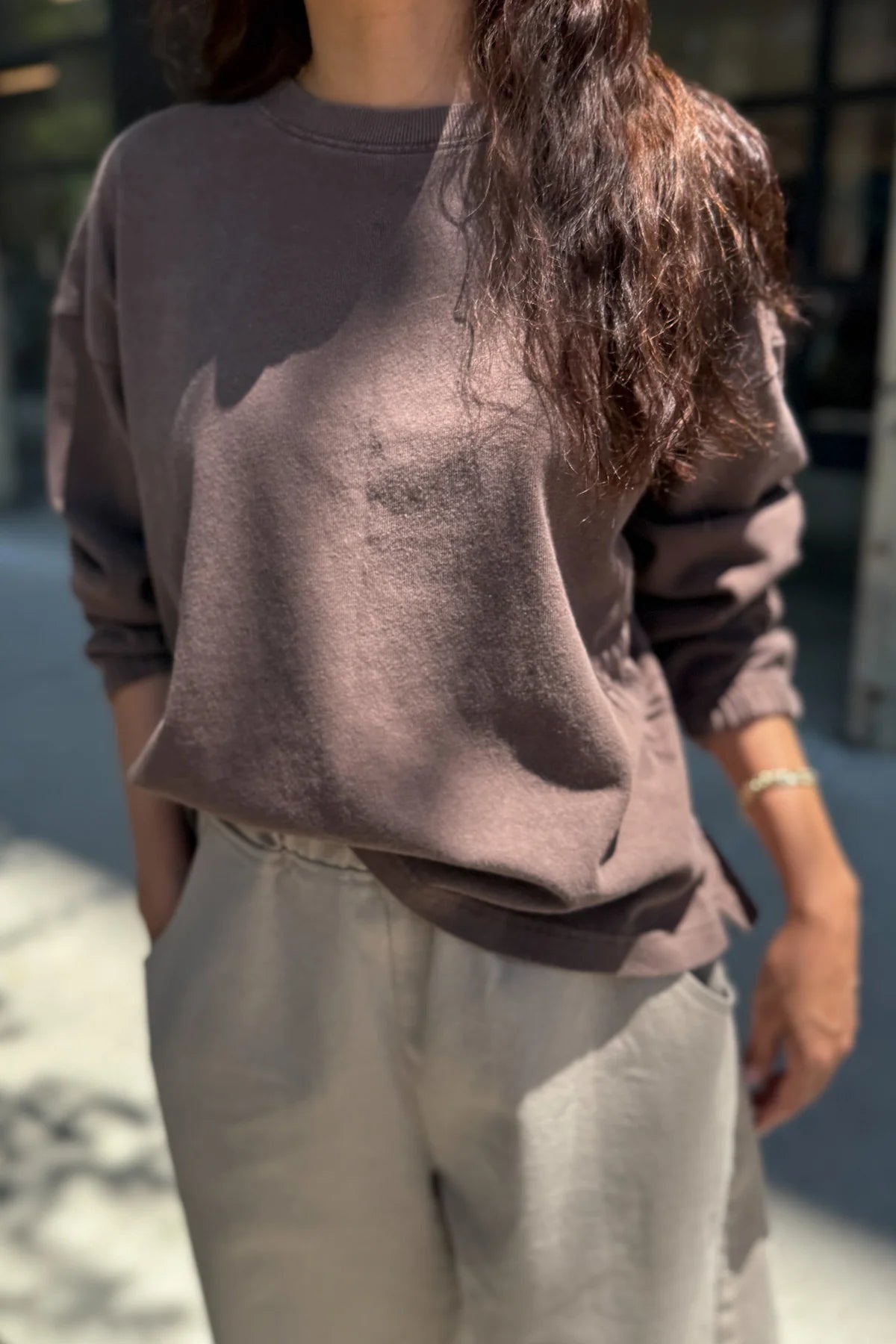 Le Bon Shoppe Naturelle thick long sleeve tee chocolate brown | pipe and row