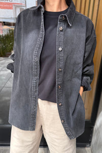 Le Bon Shoppe Theo heavy denim  jean shirt jacket washed black denim | Pipe and Row Seattle