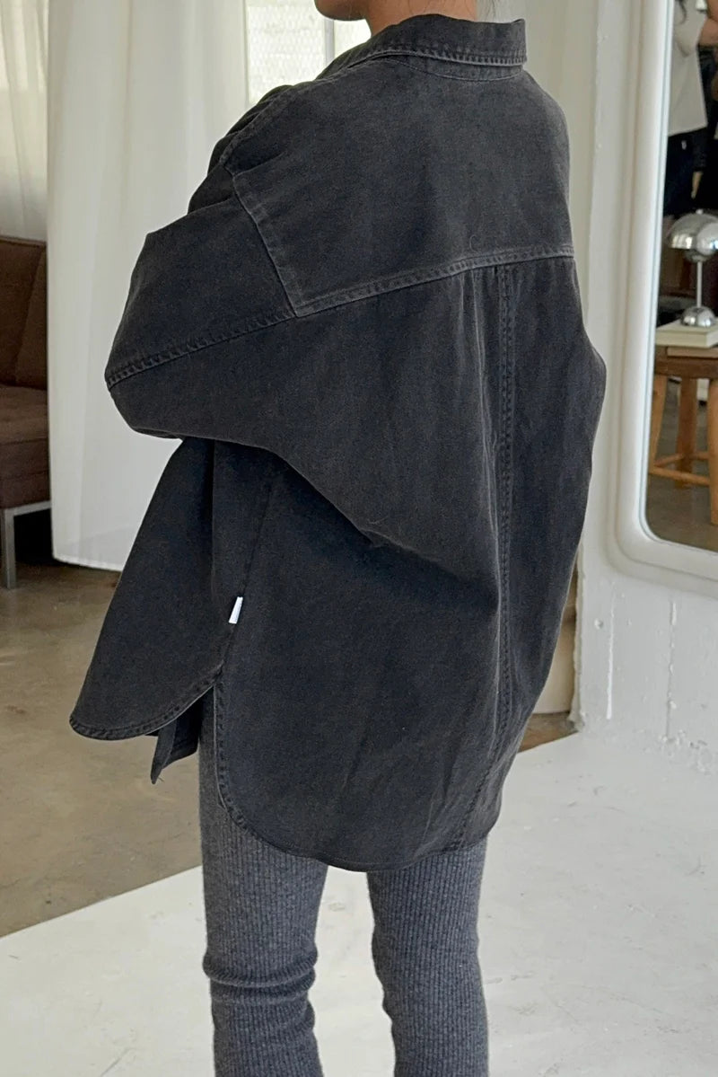 Le Bon Shoppe Theo heavy denim shirt jacket washed black denim | Pipe and Row Seattle