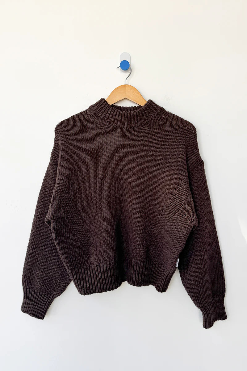 Le Bon Shoppe Zoe crewneck cotton sweater brown | Pipe and Row Seattle