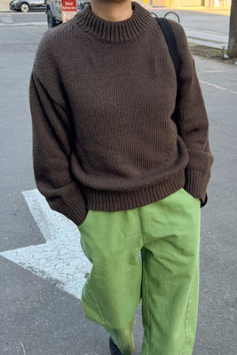 Le Bon Shoppe Zoe crewneck cotton sweater brown | Pipe and Row Seattle