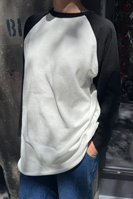 Le Bon Shoppe heavy cotton baseball raglan tee white black | Pipe and Row
