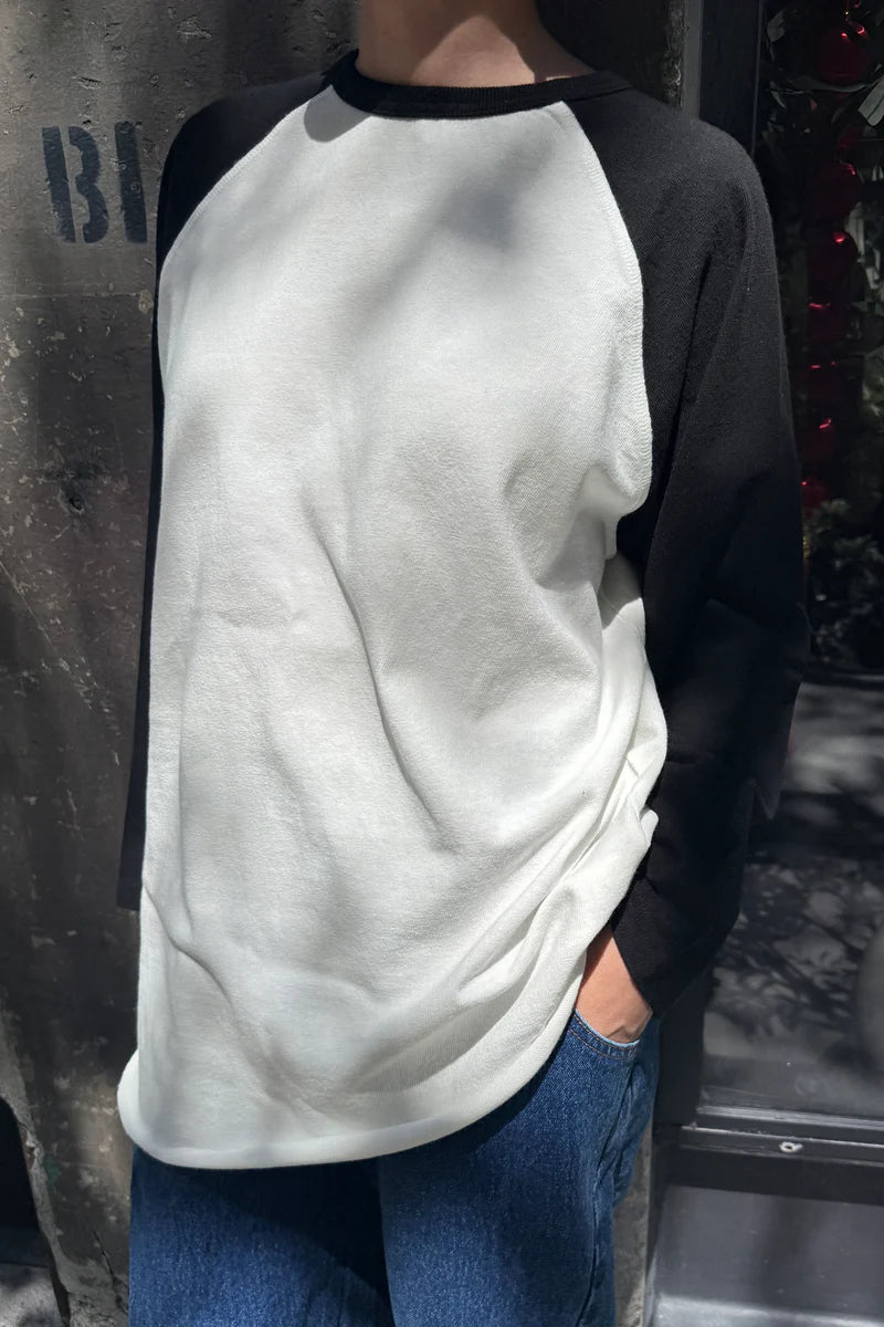 Le Bon Shoppe heavy cotton baseball raglan tee white black | Pipe and Row