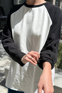 Le Bon Shoppe heavy cotton baseball raglan tee white black | Pipe and Row