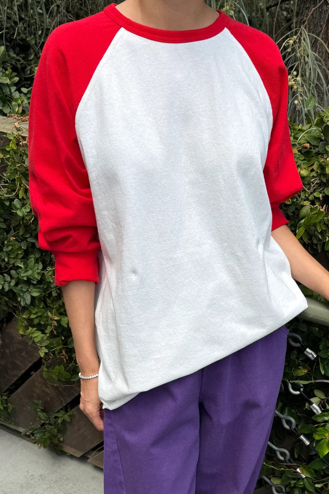 Le Bon Shoppe heavy cotton baseball raglan tee white red | Pipe and Row