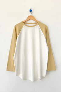 Le Bon Shoppe heavy cotton raglan baseball tee white butter yellow | Pipe and Row