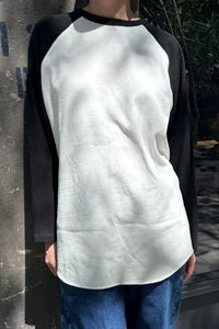 Le Bon Shoppe heavy cotton baseball raglan tee white black | Pipe and Row Seattle