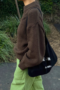 Le Bon Shoppe Zoe crewneck cotton sweater brown | Pipe and Row Seattle boutique