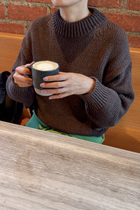 Le Bon Shoppe knit Zoe crewneck cotton sweater brown | Pipe and Row Seattle boutique