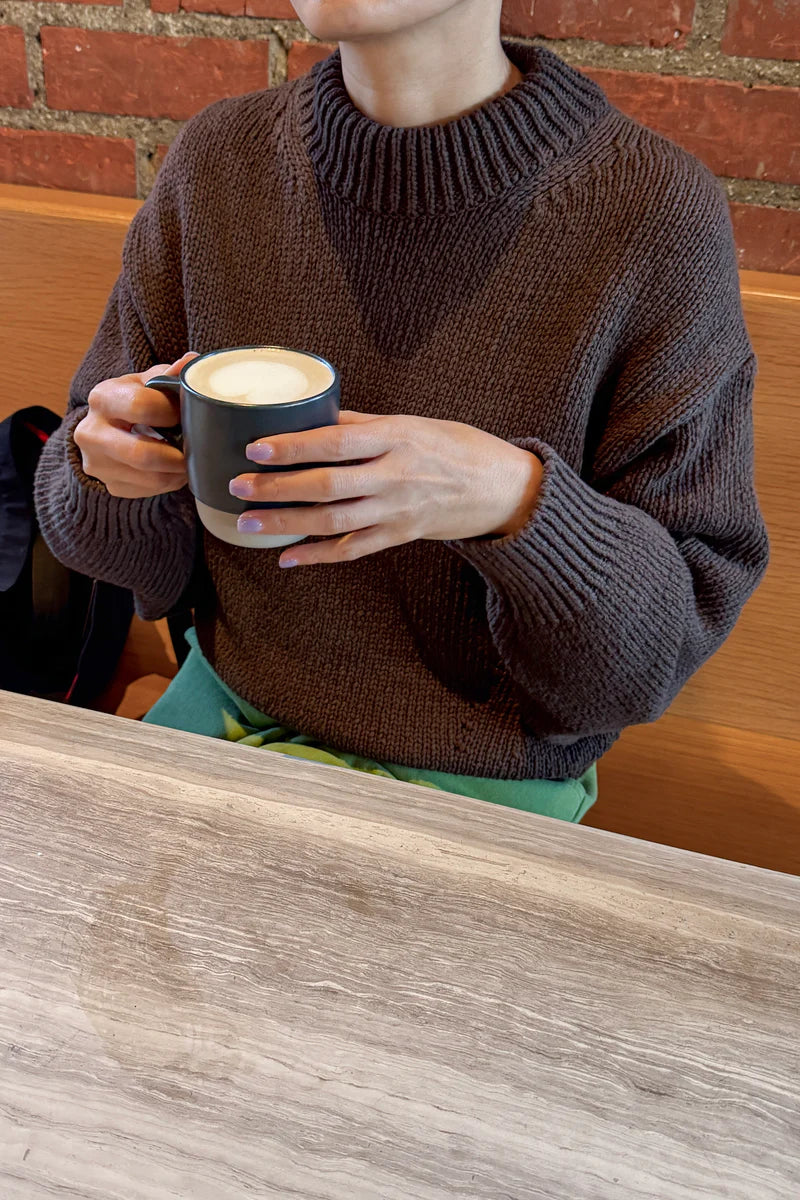 Le Bon Shoppe knit Zoe crewneck cotton sweater brown | Pipe and Row Seattle boutique