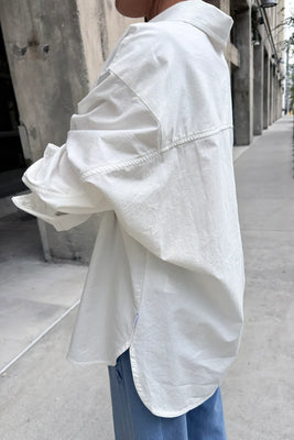 Le Bon Shoppe light weight Owen button up shirt white oversized | Pipe and Row