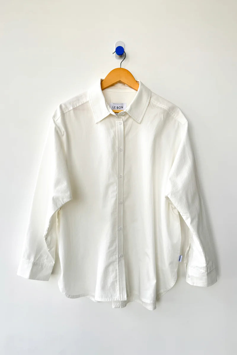 Le Bon Shoppe light weight Owen button up shirt white oversized | Pipe and Row