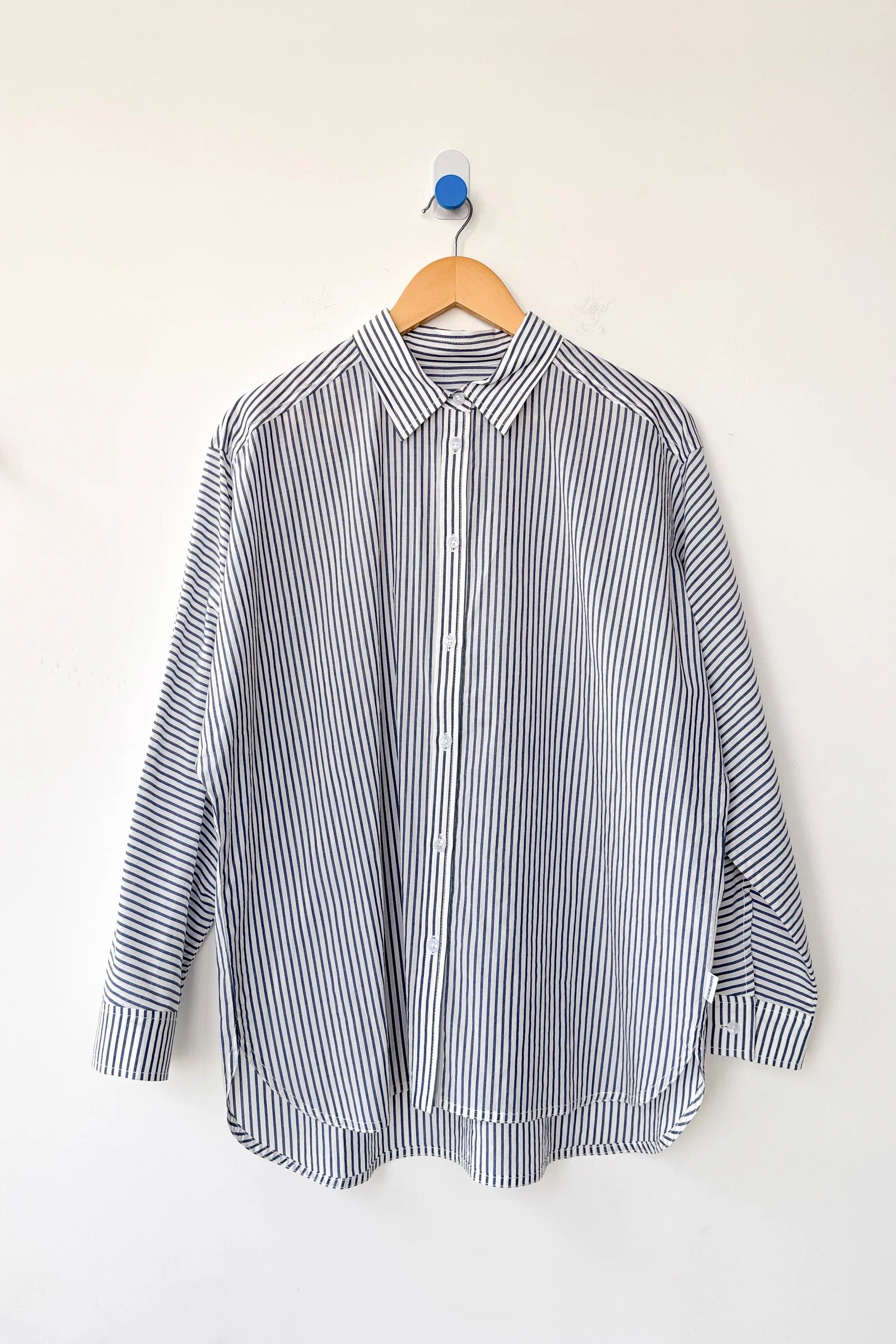Le Bon Shoppe light weight Owen shirt denim white stripe slightly oversized | Pipe and Row Seattle boutique