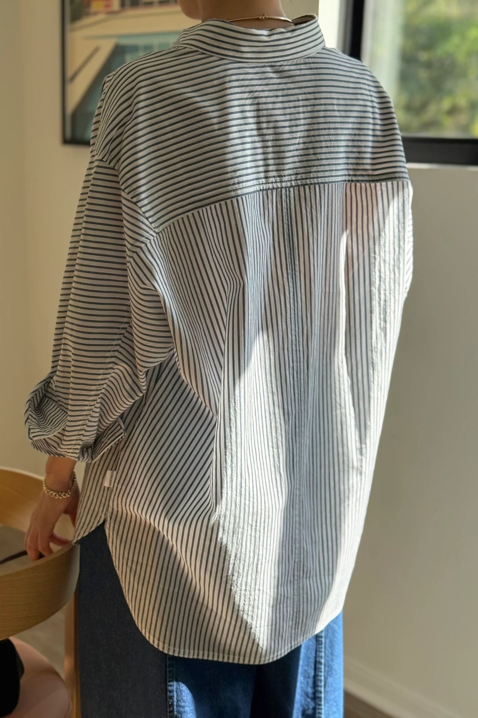 Le Bon Shoppe light weight Owen shirt denim white stripe slightly oversized | Pipe and Row Seattle