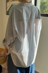 Le Bon Shoppe light weight Owen shirt denim white stripe slightly oversized | Pipe and Row Seattle
