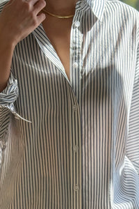 Le Bon Shoppe light weight Owen shirt denim white stripe slightly oversized | Pipe and Row Seattle