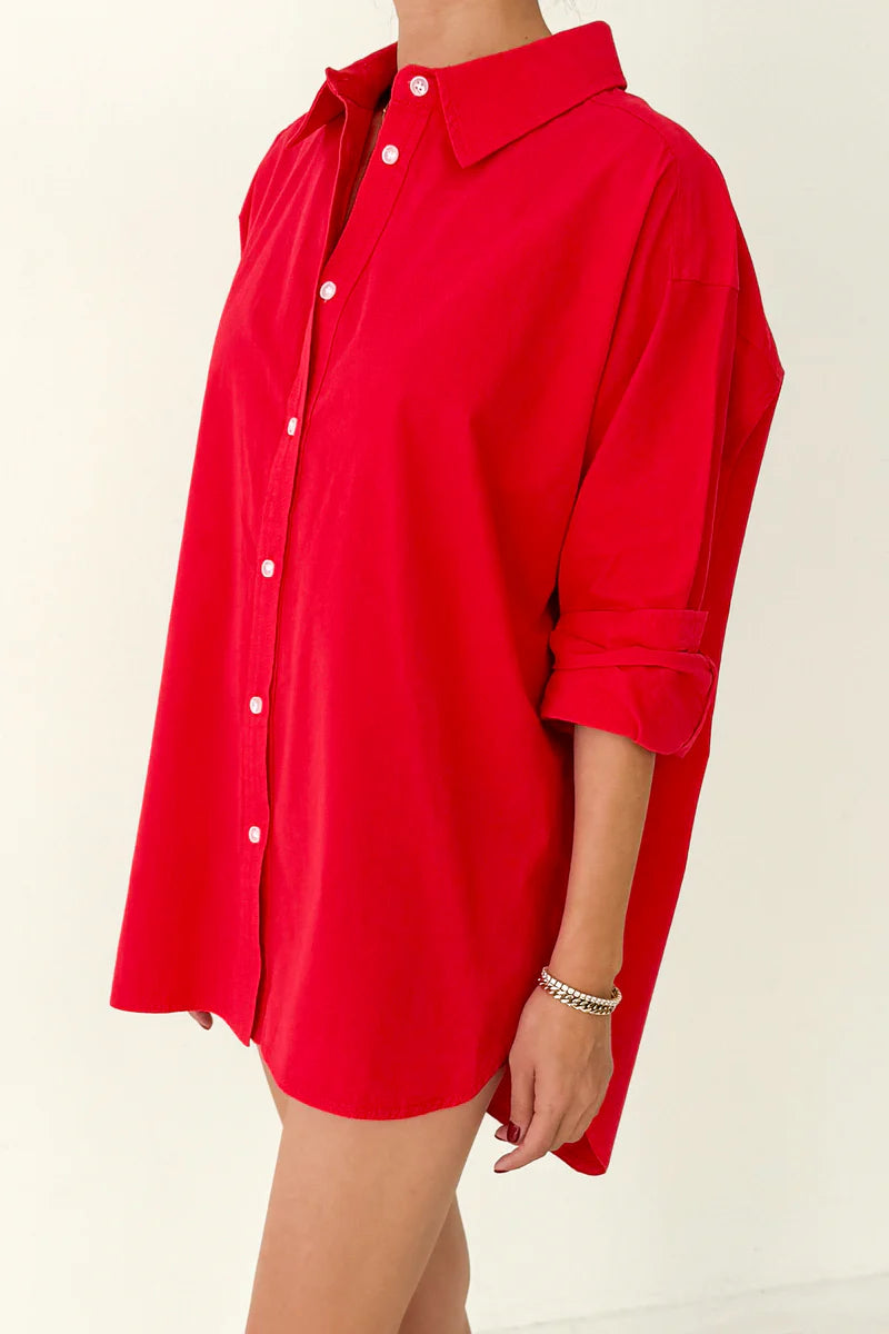 Le Bon Shoppe light weight Owen shirt red slightly oversized | Pipe and Row