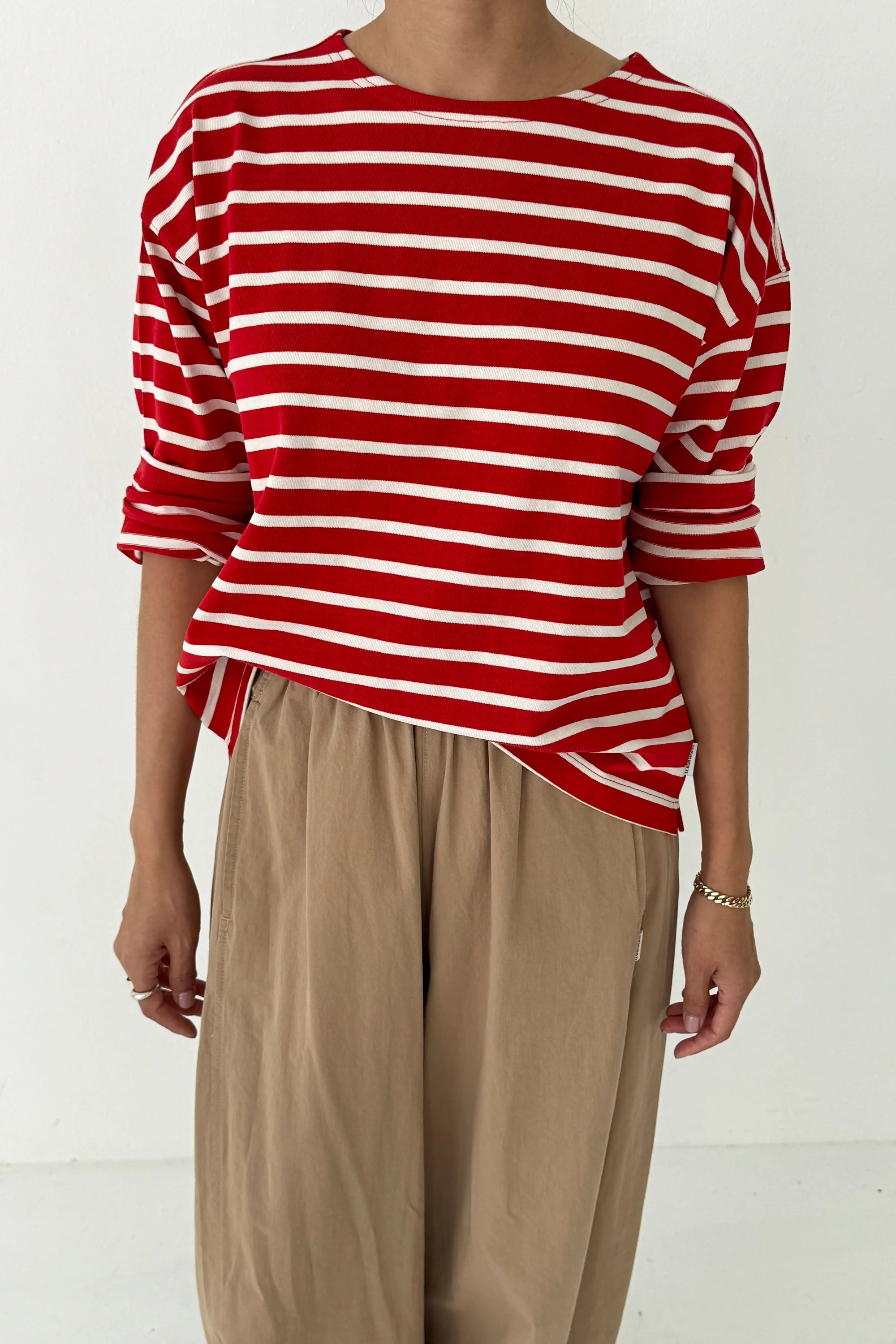Le Bon Shoppe long sleeve Sailor Top red white stripe | Pipe and Row
