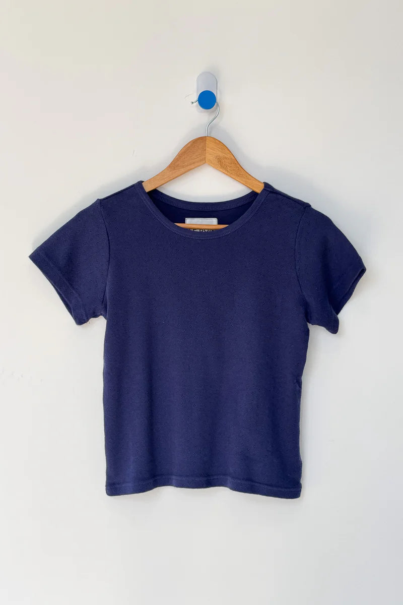 Le Bon Shoppe pointelle babe tee navy blue | Pipe and Row