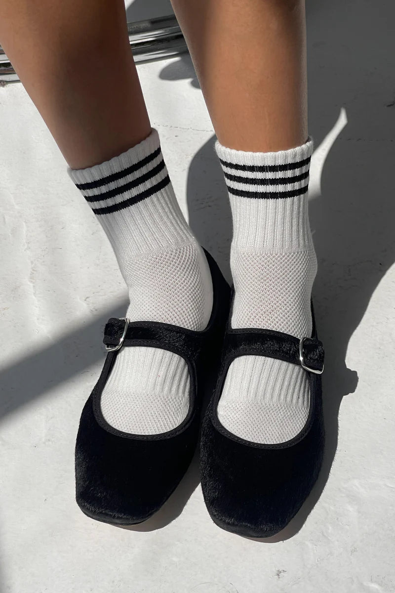 Le Bon Shoppe ribbed Girlfriend socks white black stripe | pipe and row boutique