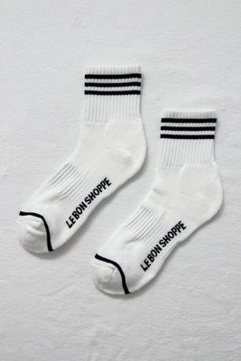 Le Bon Shoppe ribbed Girlfriend socks white | pipe and row boutique