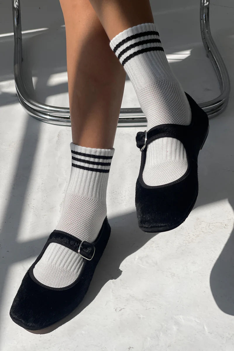 Le Bon Shoppe ribbed Girlfriend socks white black stripe | pipe and row boutique