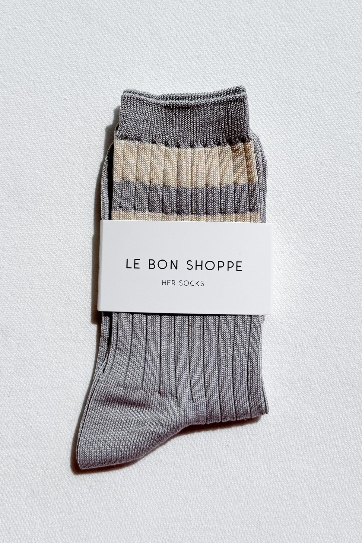 Le Bon Shoppe ribbed her varsity socks stone white | Pipe and Row Seattle Boutique