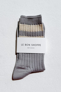 Le Bon Shoppe ribbed her varsity socks stone white | Pipe and Row Seattle Boutique
