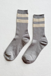Le Bon Shoppe ribbed her varsity socks stone white | Pipe and Row Seattle Boutique