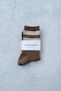 Le Bon Shoppe ribbed her varsity socks toffee | Pipe and Row Seattle Boutique
