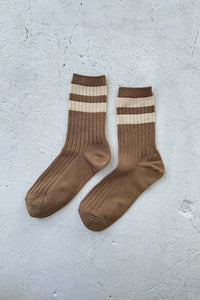 Le Bon Shoppe ribbed her varsity socks toffee brown taupe | Pipe and Row Seattle Boutique