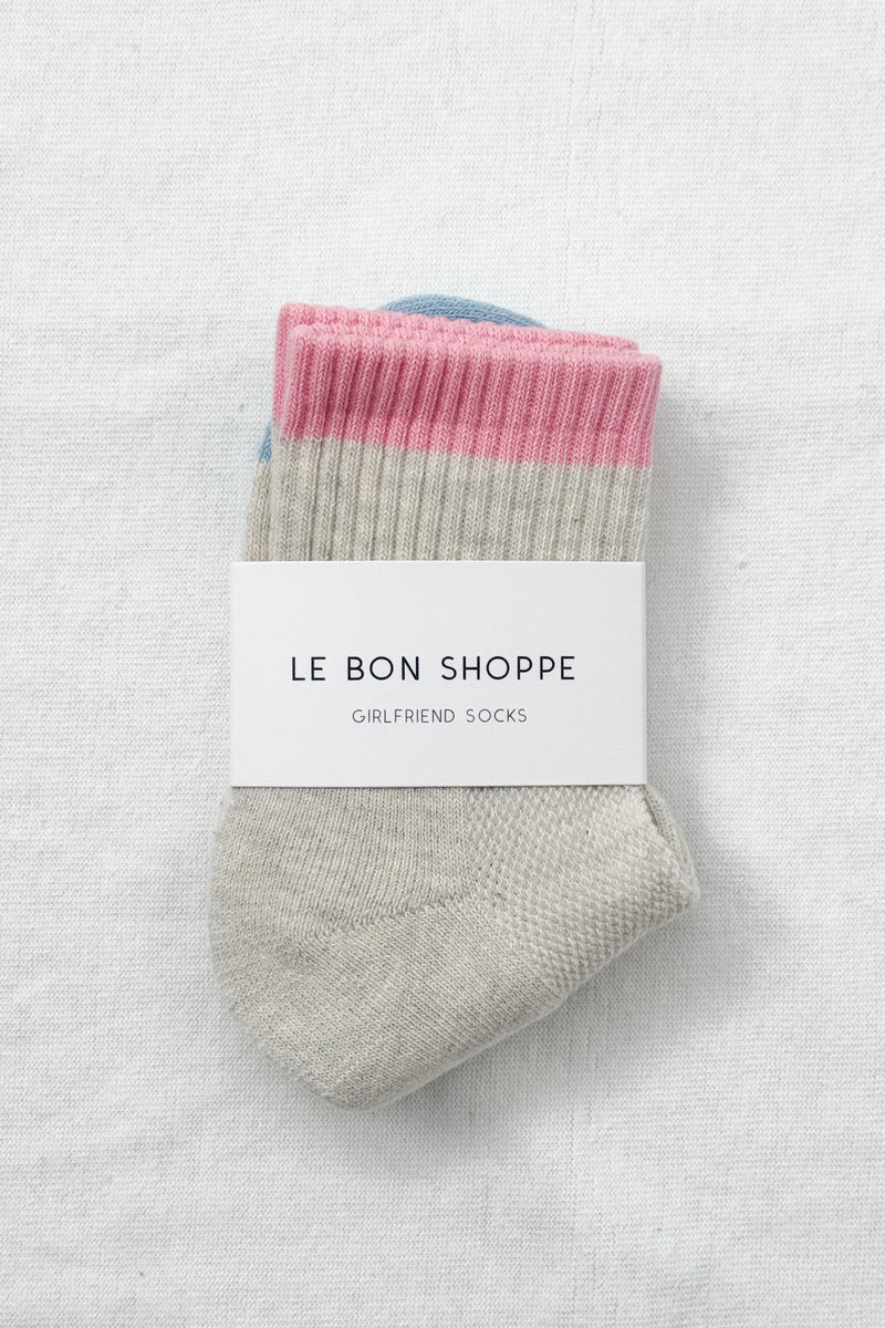 Le Bon Shoppe ribbed short Girlfriend color block socks grey pink ...