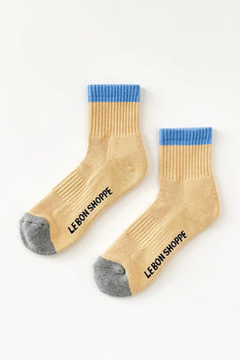 Le Bon Shoppe ribbed short Girlfriend color block socks yellow and blue | Pipe and Row