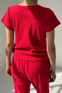 Le Bon Shoppe short sleeve pointelle babe tee red apple | Pipe and Row Seattle