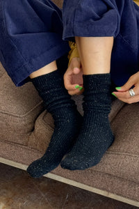 Le Bon Shoppe snow socks warm cozy black wool cotton | Pipe and Row