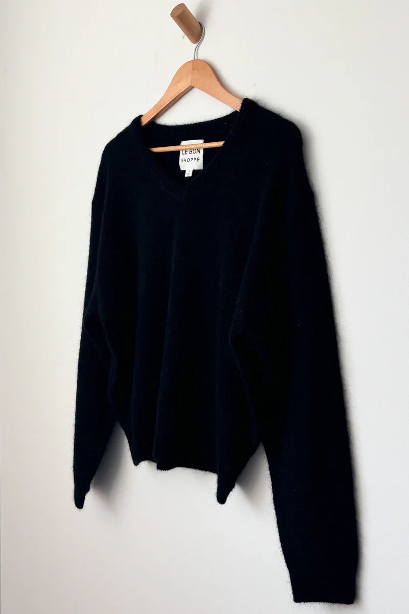 Le Bon Shoppe v-neck James Mohair sweater black | Pipe and Row Seattle