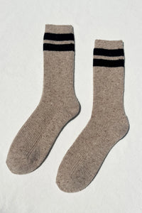 Le Bon Shoppe varsity snow socks speckled beige varsity black stripe | Pipe and Row