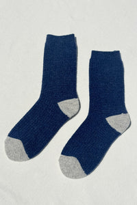 Le Bon Shoppe warm wool stone denim blue waffled socks grey toe | Pipe and Row Seattle