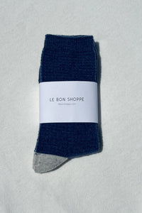Le Bon Shoppe warm wool stone denim blue waffled socks grey toe | Pipe and Row Seattle
