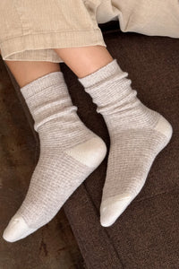 Le Bon Shoppe warm wool stone grey waffled socks cream toe | Pipe and Row