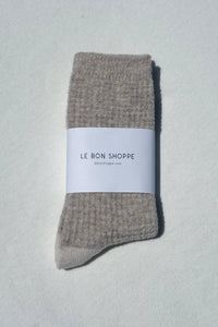 Le Bon Shoppe warm wool stone grey waffled socks cream toe | Pipe and Row