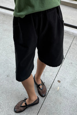 Le Bon shop Liam bermuda long loose shorts black canvas | Pipe and Row