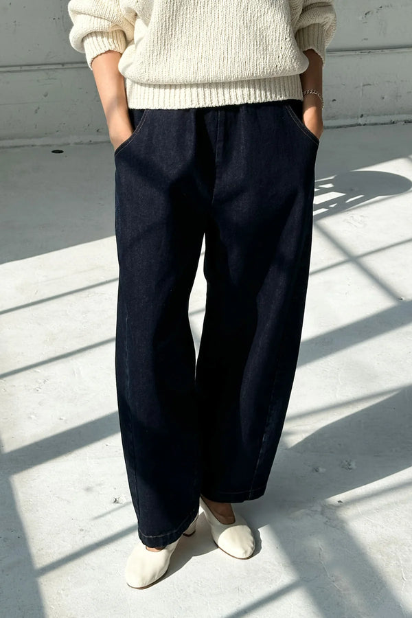Le Bon shoppe elastic waist Arc pants raw blue denim | Pipe and Row ...