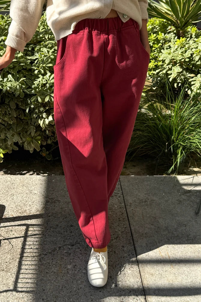 Le Bon shoppe elastic waist Arc pants oxblood dark red crimson | Pipe and Row